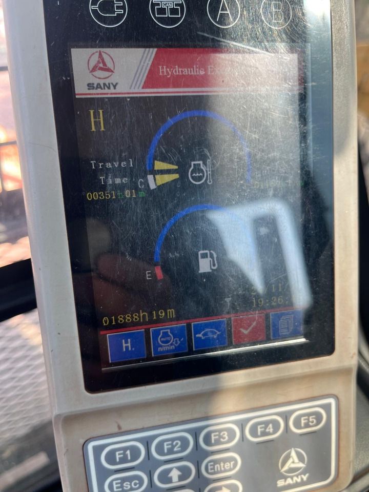 2020 Sany SY350 LC-9H crawler excavator digital instrument cluster view