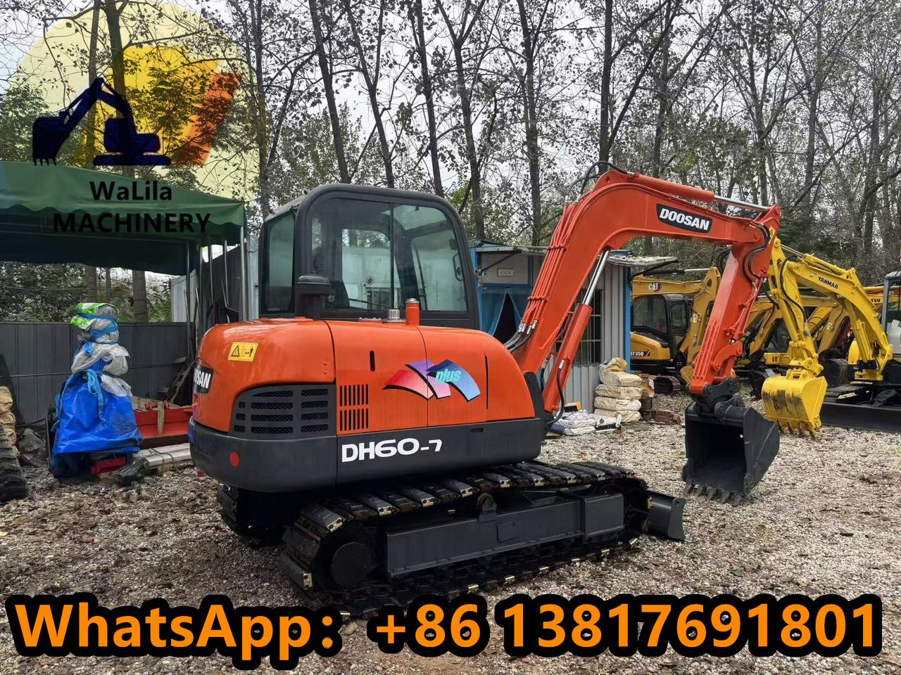 2023 Doosan DH60-7 mini excavator, rear three-quarter view