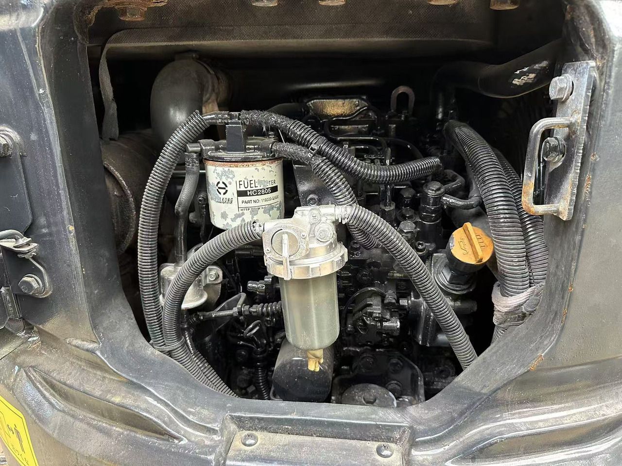 2015 Komatsu PC30MR mini excavator engine compartment view