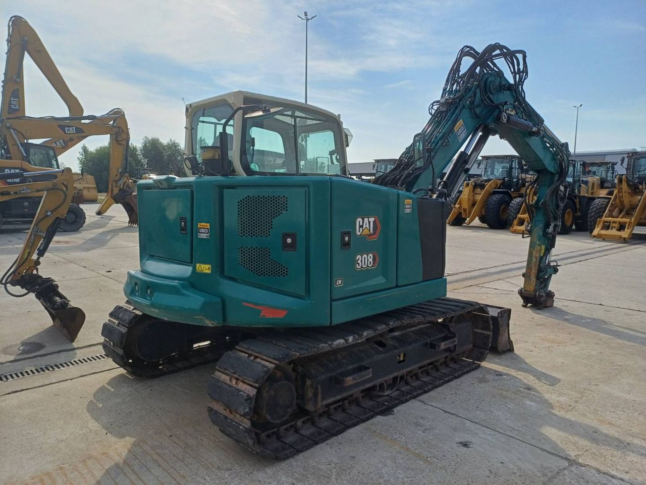 2020 Caterpillar 308 crawler excavator, rear three-quarter view 2020 Caterpillar 308 crawler excavator, rear three-quarter view