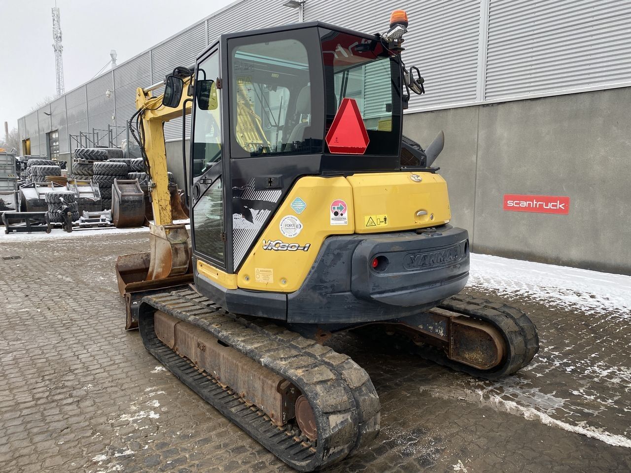 2017 Yanmar VIO80-1A mini excavator, rear three-quarter view 2017 Yanmar VIO80-1A mini excavator, rear three-quarter view