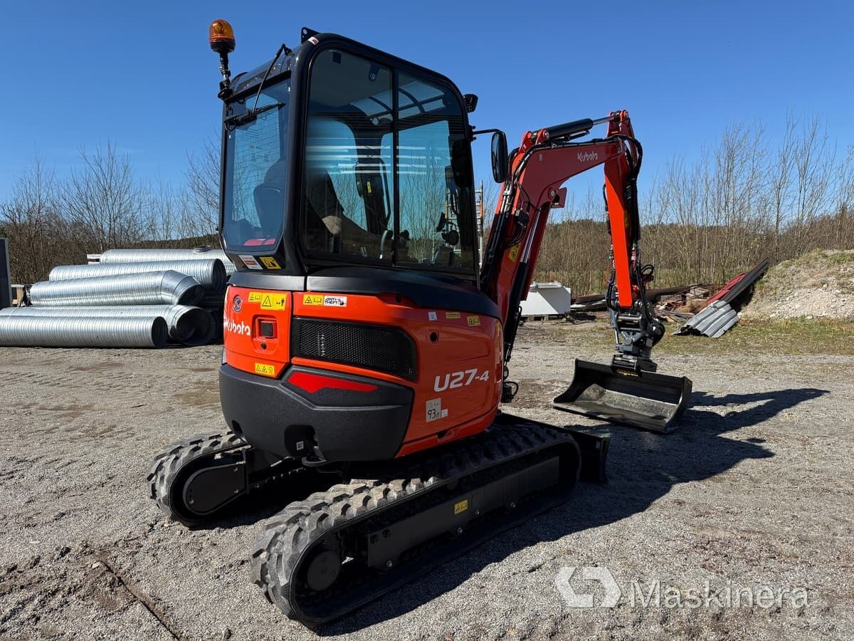 2026 Kubota U27-4 crawler excavator, rear three-quarter view