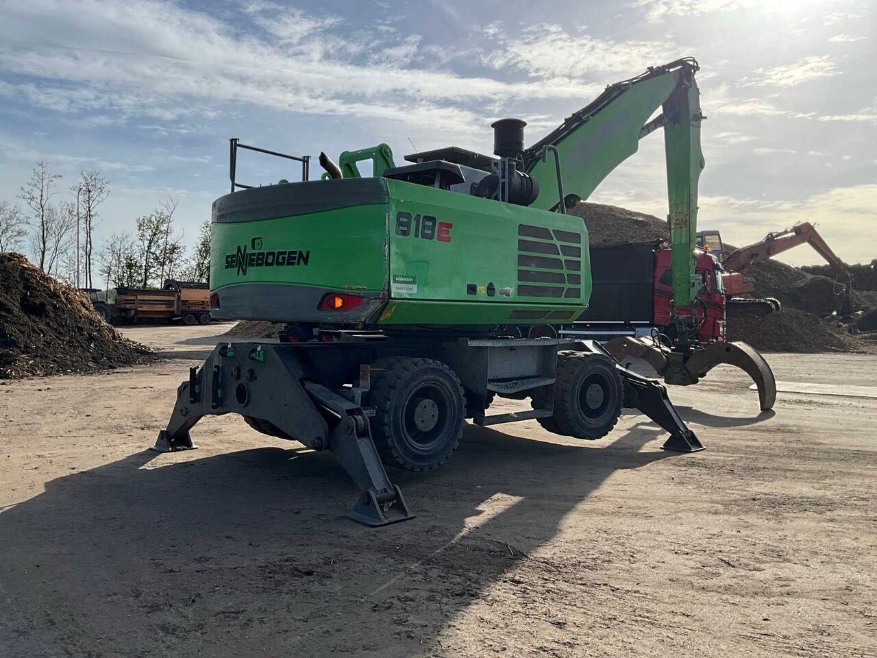 2015 Sennebogen 818E wheel excavator, rear three-quarter view