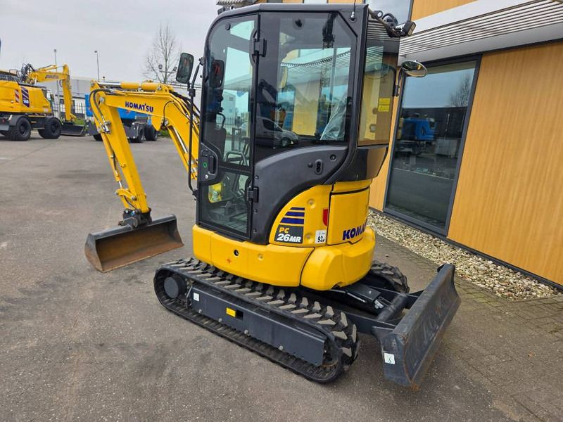 2024 Komatsu PC26 MR-5 mini excavator, rear three-quarter view