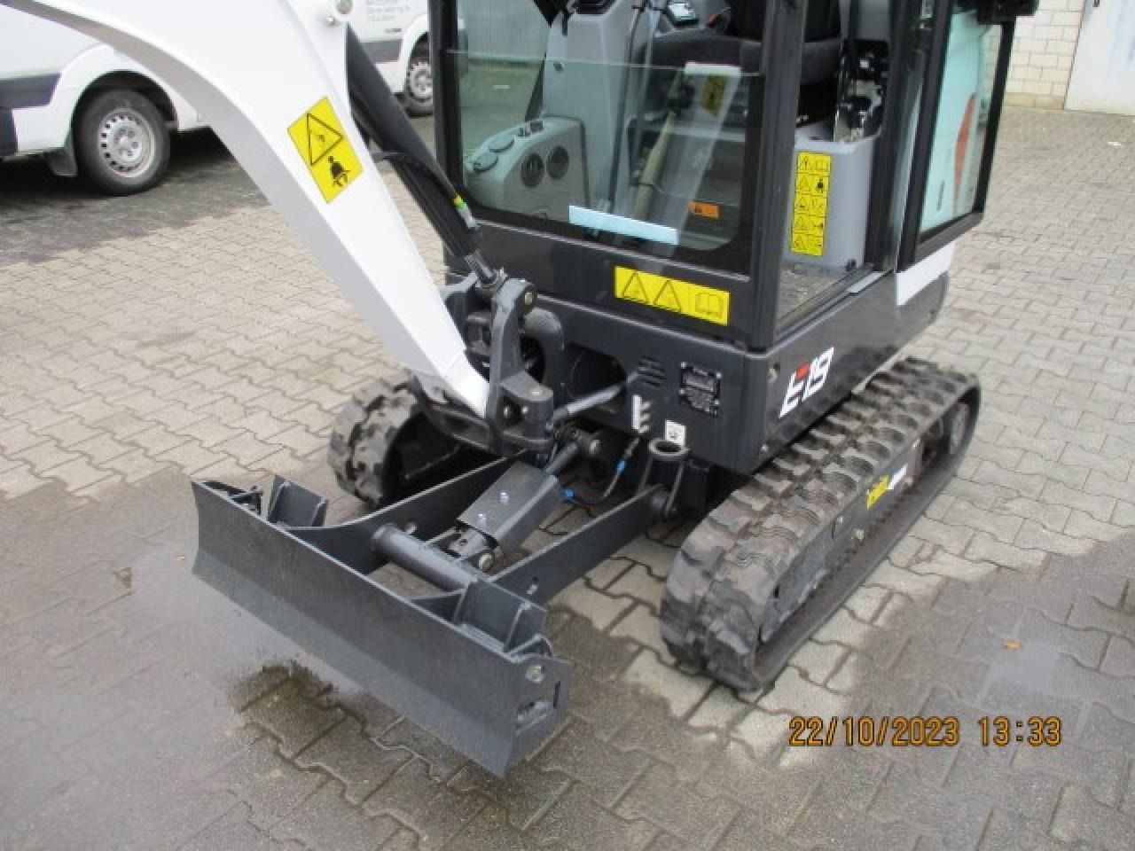 2023 Bobcat E19 V mini excavator, front-quarter view 2023 Bobcat E19 V mini excavator, front-quarter view