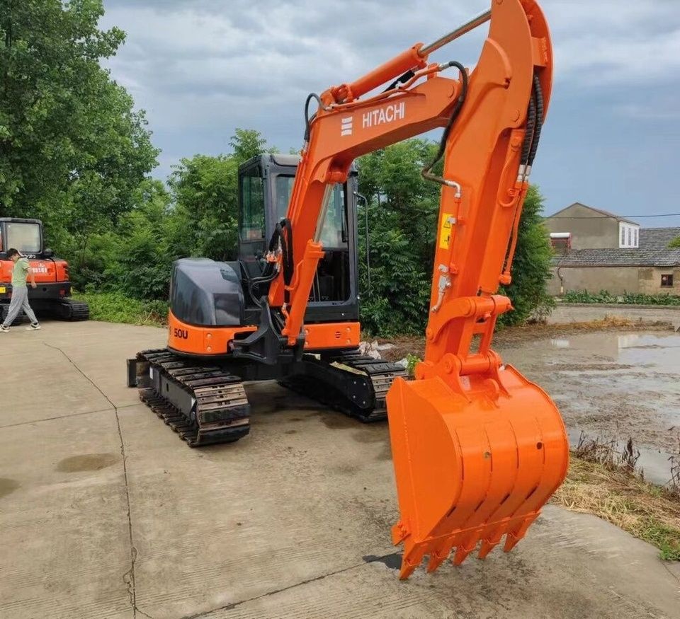 Hitachi ZX50U mini excavator, front three-quarter view