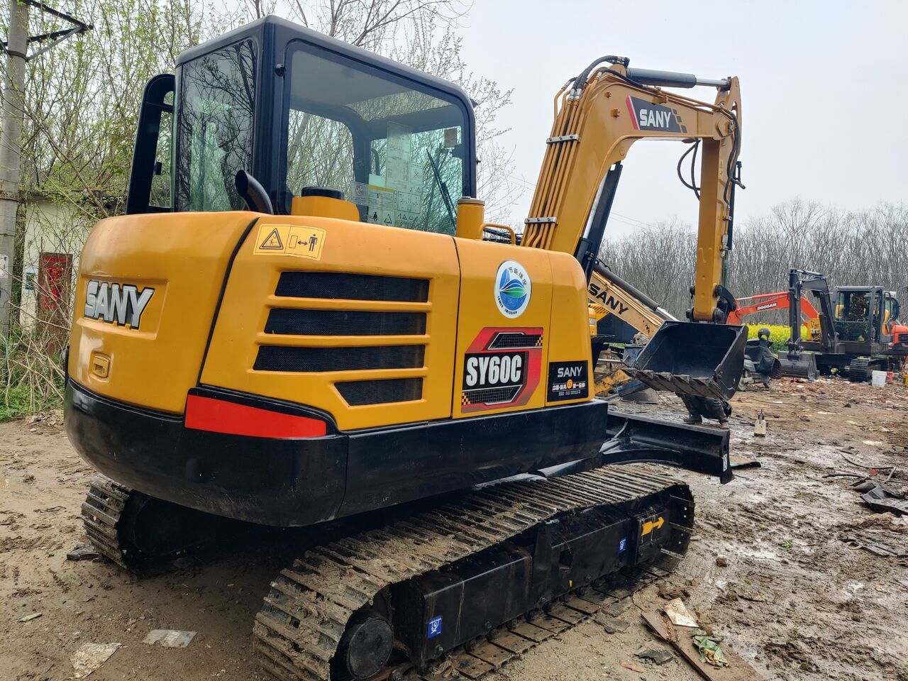 2022 Sany SY60C mini excavator, rear three-quarter view 2022 Sany SY60C mini excavator, rear three-quarter view