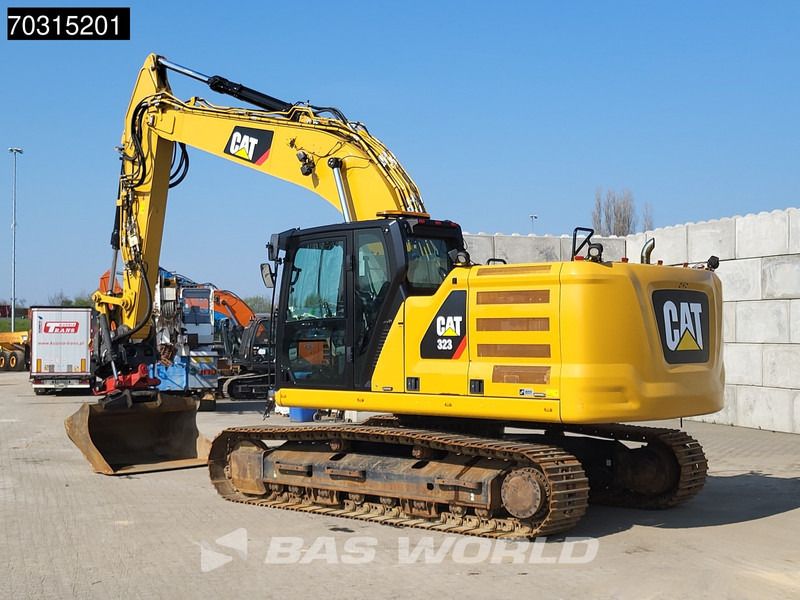 2019 Caterpillar 323-07B crawler excavator, rear three-quarter view