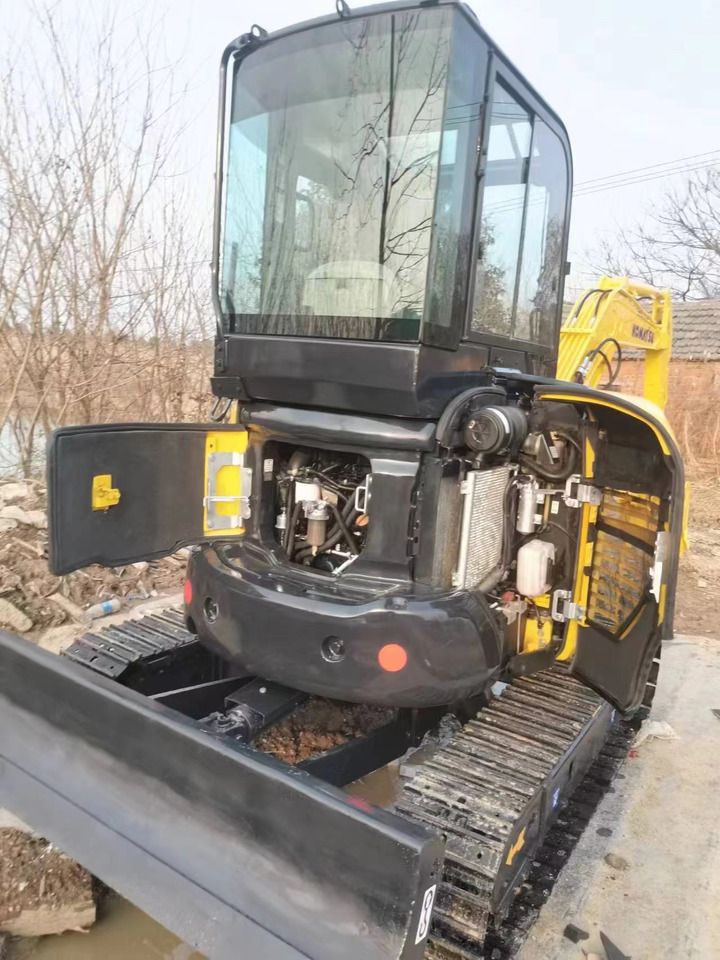 2022 Komatsu PC35MR mini excavator rear view with engine compartment open
