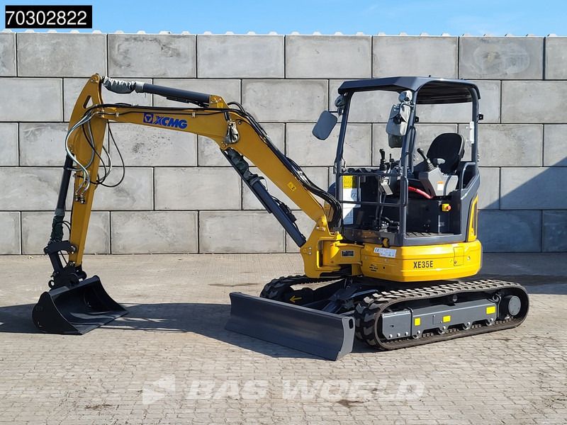 2023 XCMG XE35 E mini excavator, rear three-quarter view