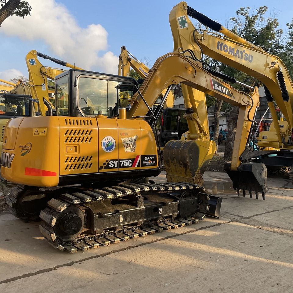 2026 Sany SY75C mini excavator, rear three-quarter view