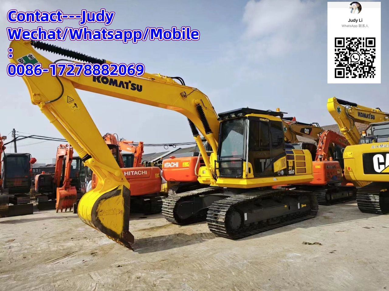 2022 Komatsu PC160 crawler excavator, front three-quarter view
