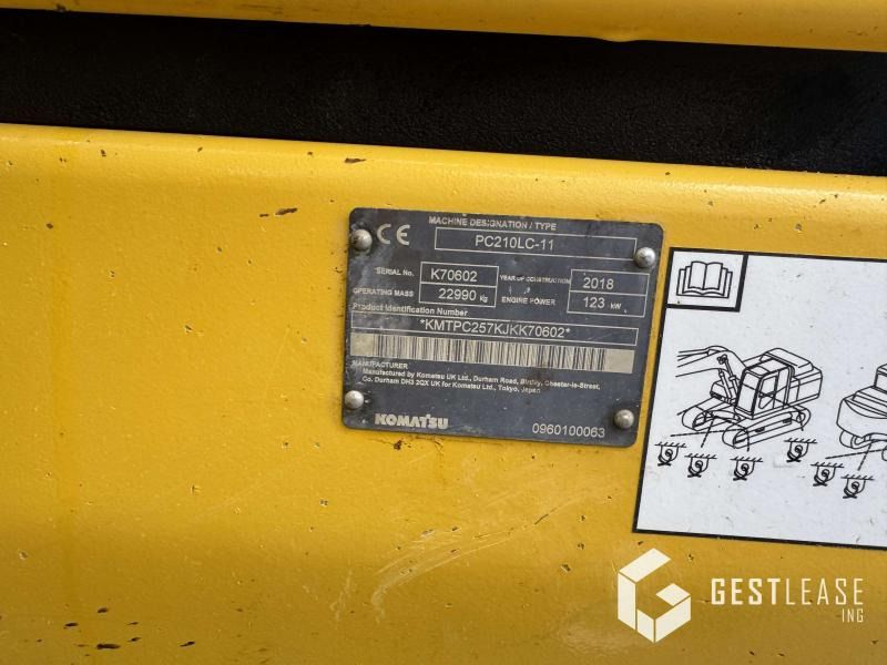 2018 Komatsu PC210LC-11 identification plate