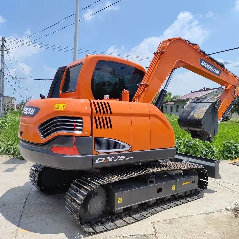 2024 Doosan DX75-9C mini excavator, rear three-quarter view
