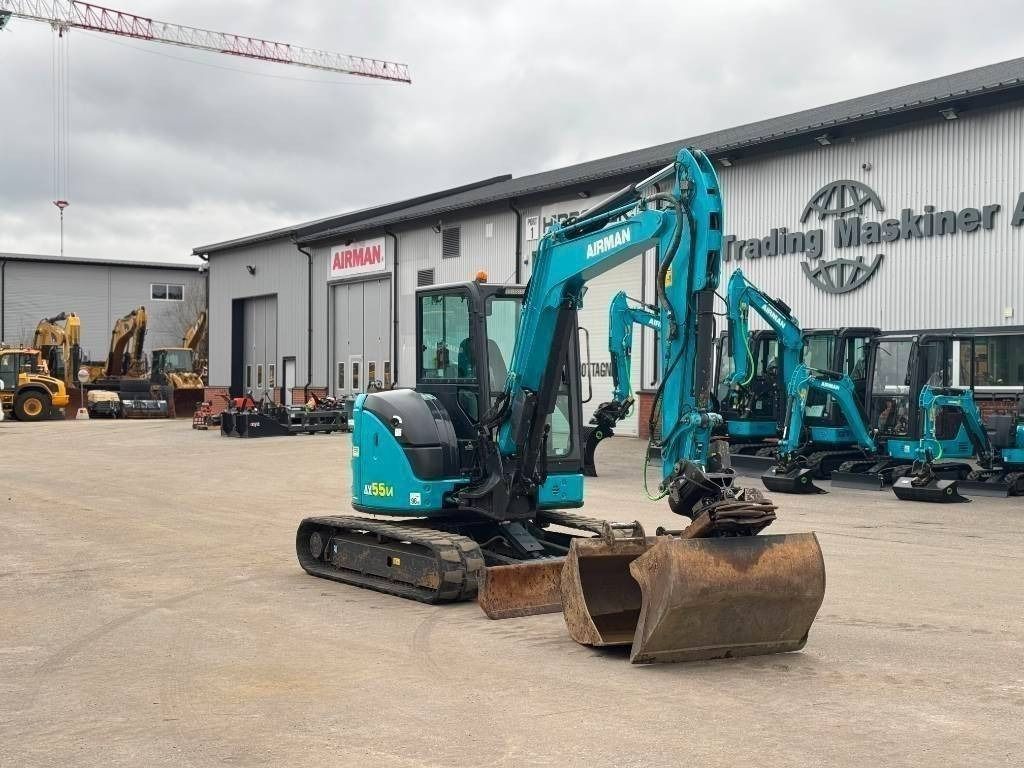 2020 Airman AX55U-7 mini excavator, front three-quarter view