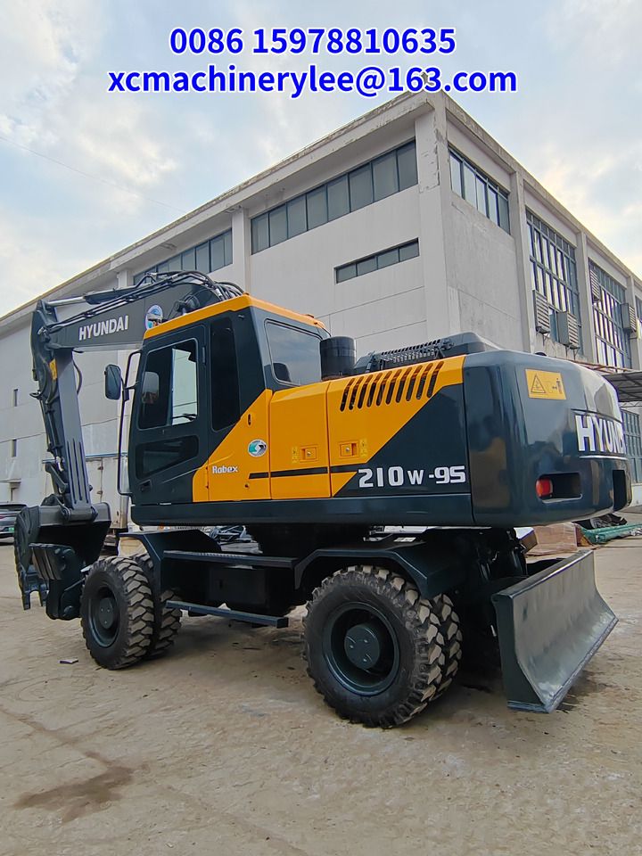 2022 Hyundai 210W-9S wheel excavator, rear three-quarter view