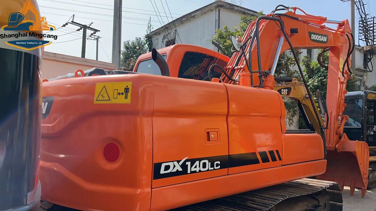 2023 Doosan DX140LC crawler excavator, rear three-quarter view