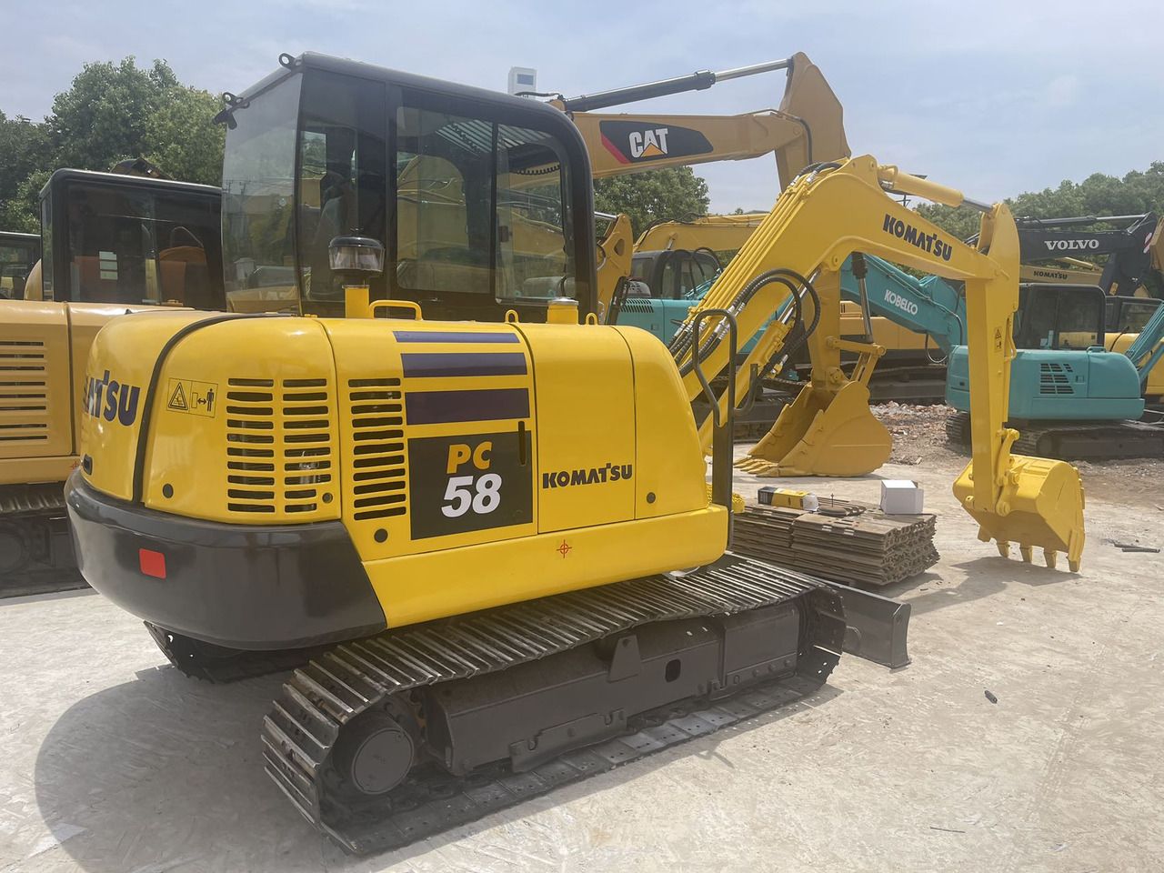 2020 Komatsu PC58 mini excavator, rear three-quarter view