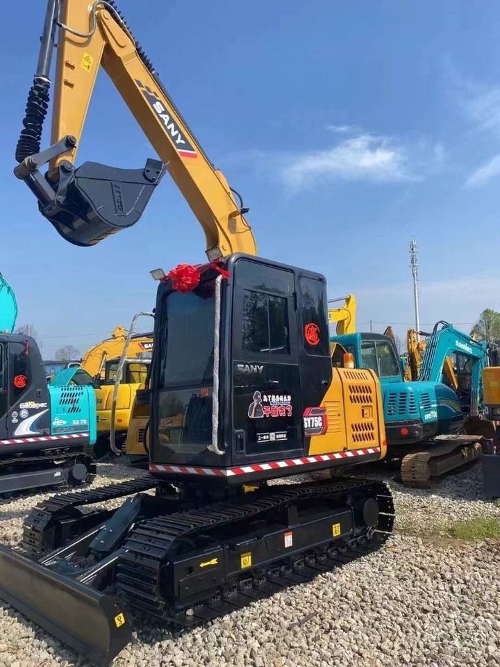 2024 Sany SY75C mini excavator, front three-quarter view