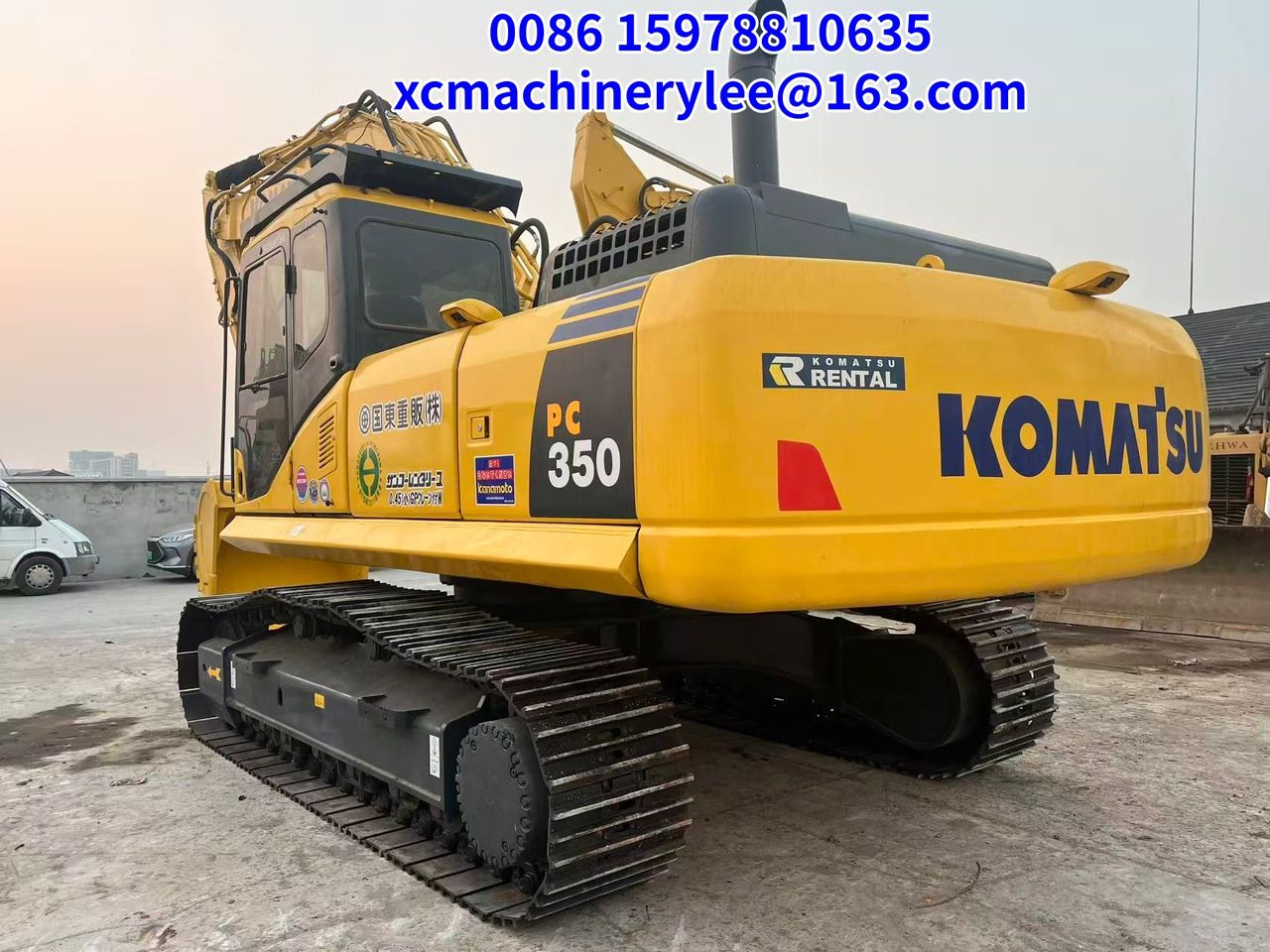 2023 Komatsu PC350 crawler excavator, rear three-quarter view 2023 Komatsu PC350 crawler excavator, rear three-quarter view