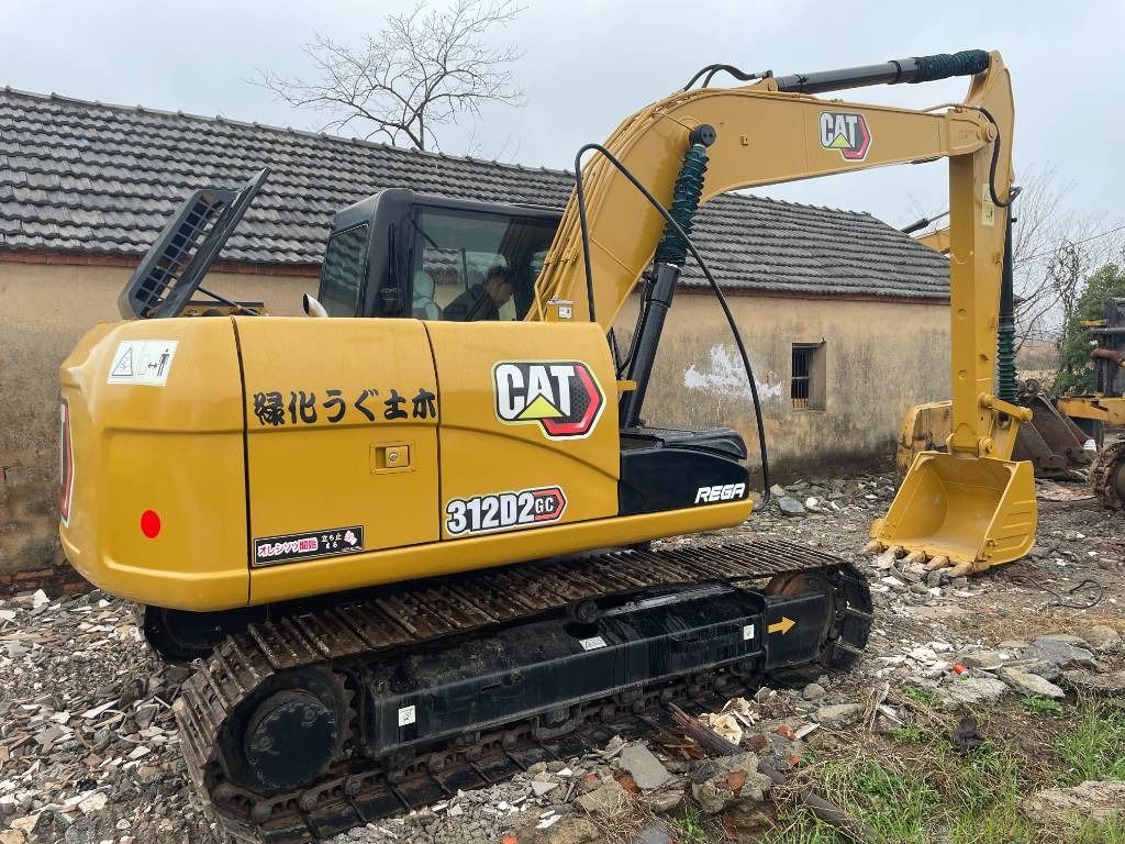 2022 Caterpillar 312D2 GC crawler excavator, rear three-quarter view