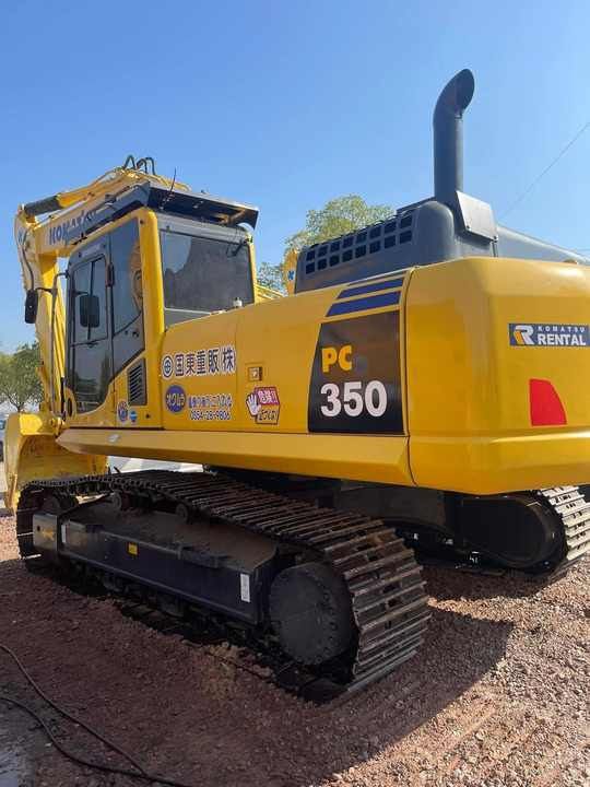 2022 Komatsu PC350-8 crawler excavator, rear three-quarter view