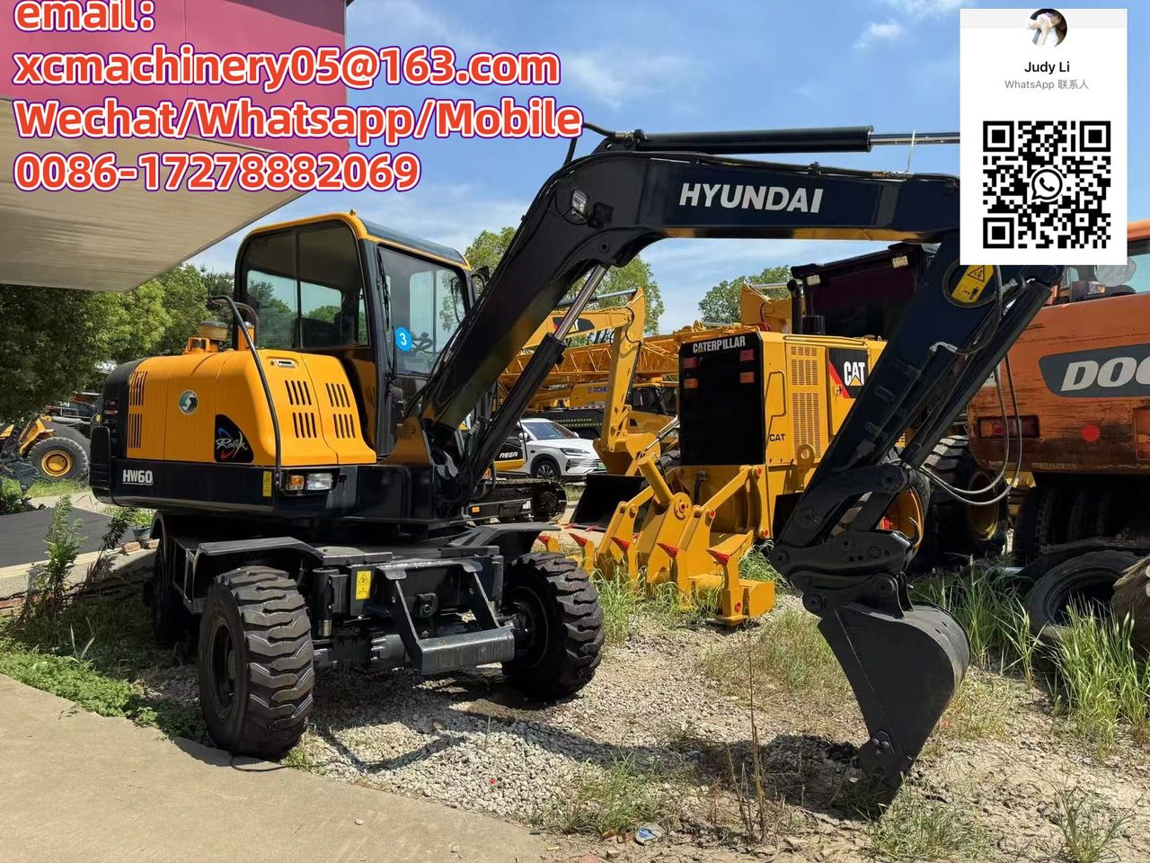 Hyundai R60W wheel excavator, side profile view Hyundai R60W wheel excavator, side profile view