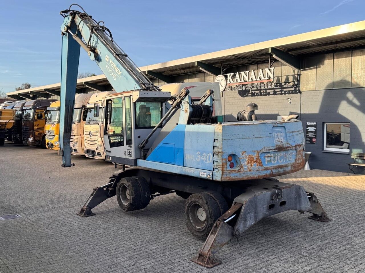 2012 Terex MHL 340 wheel excavator, rear three-quarter view