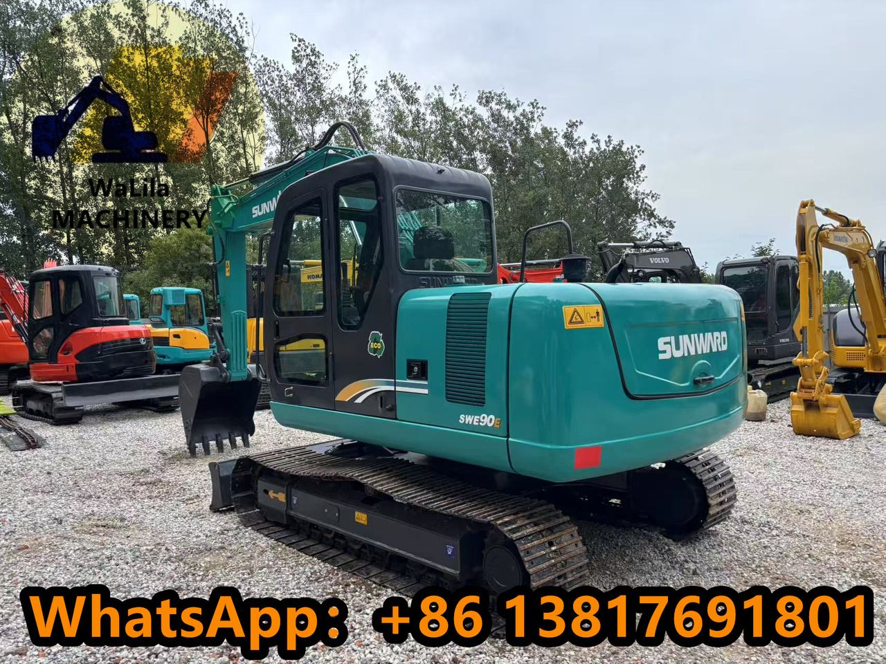 2023 Sunward SWE90E mini excavator, rear three-quarter view