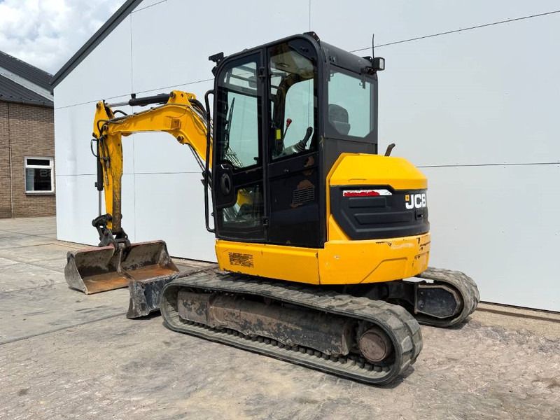 2018 JCB 48Z-1 mini excavator, rear three-quarter view