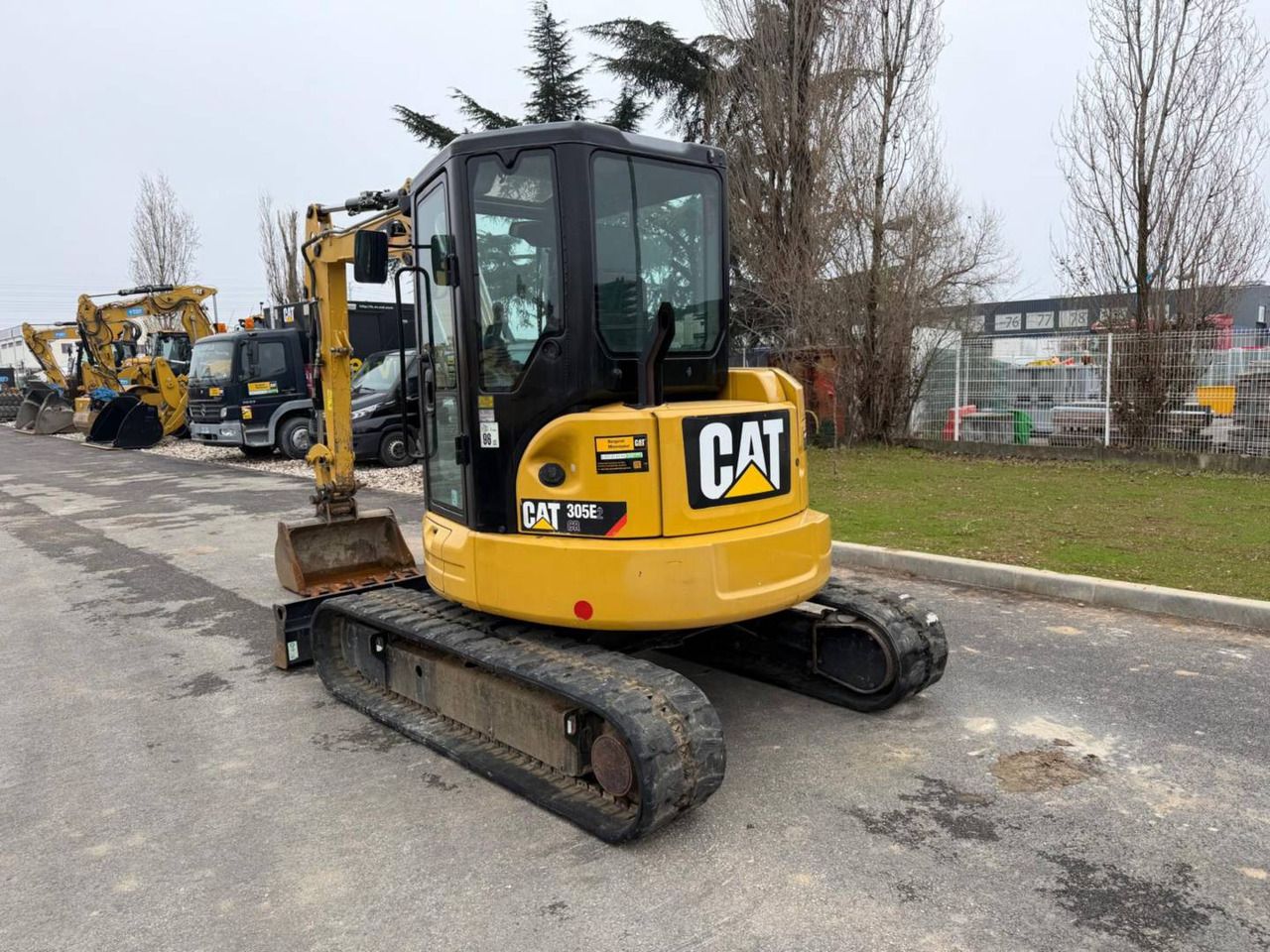 2016 Caterpillar 305E2 crawler excavator, rear three-quarter view
