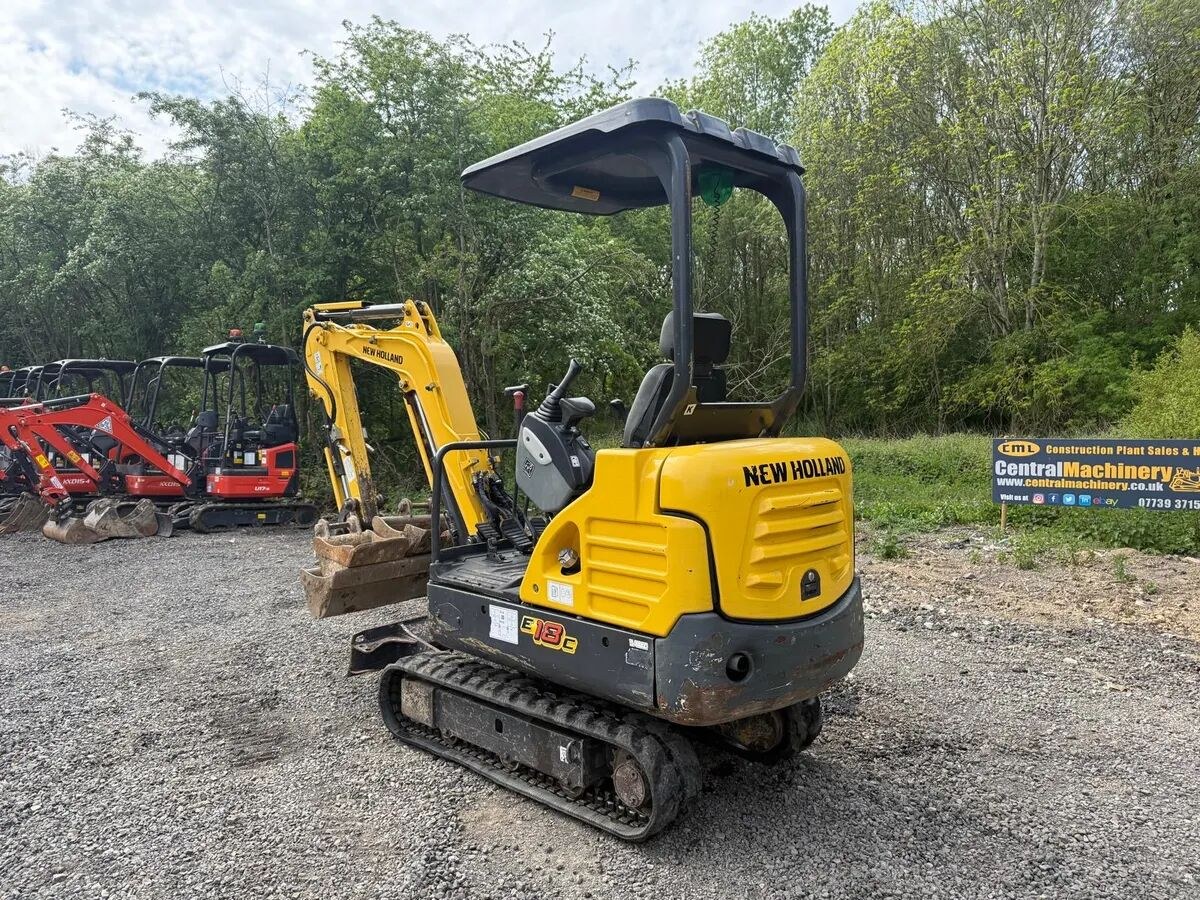 2018 New Holland E18C mini excavator, rear three-quarter view 2018 New Holland E18C mini excavator, rear three-quarter view
