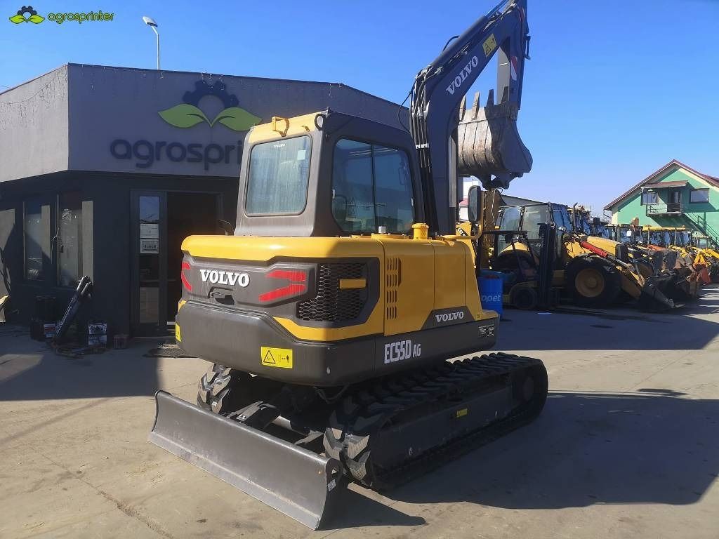 2020 Volvo EC55D mini excavator, rear three-quarter view