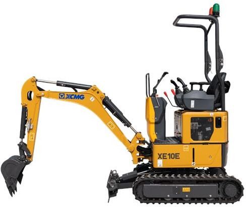 XCMG XE10E mini excavator, side view