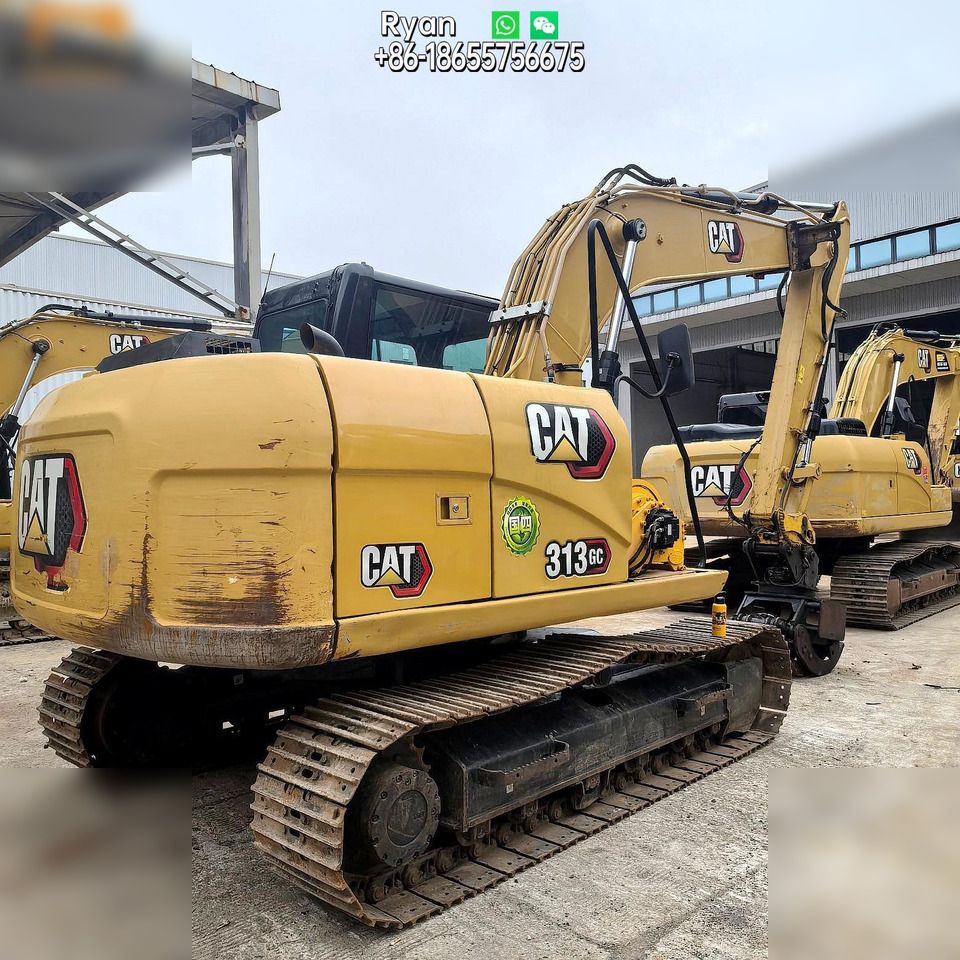 2023 Caterpillar 313GC crawler excavator, rear three-quarter view