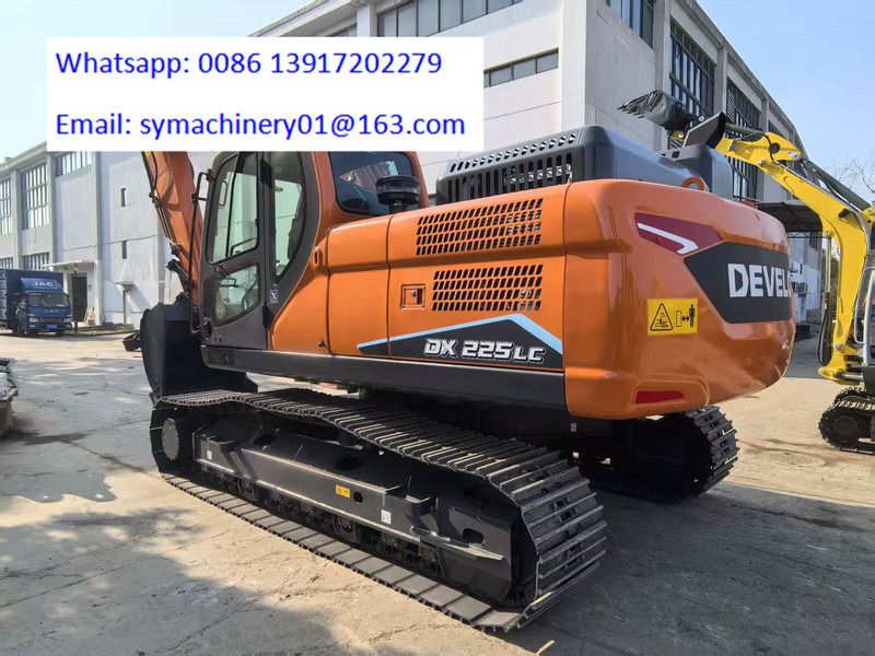 2026 Doosan DX225LC crawler excavator, rear three-quarter view 2026 Doosan DX225LC crawler excavator, rear three-quarter view