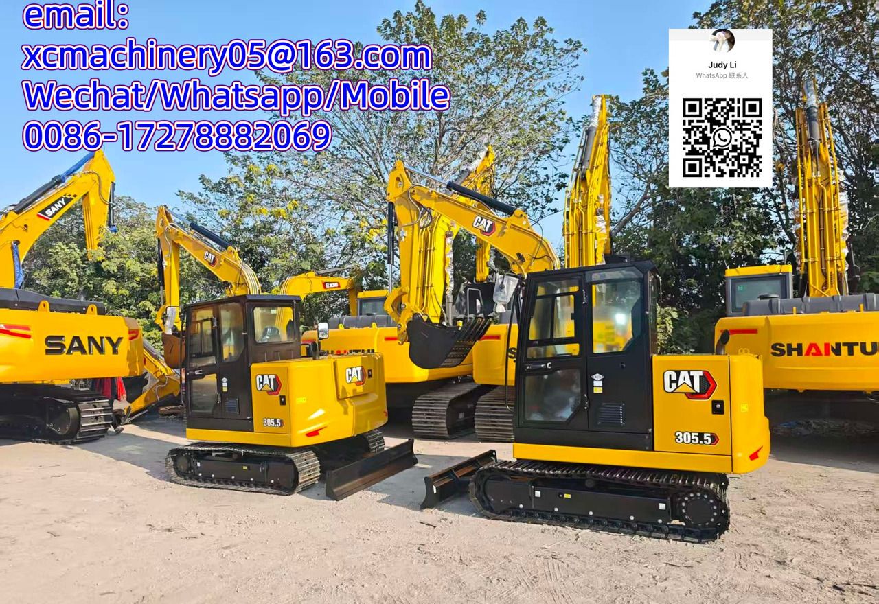 2026 Caterpillar 305.5 mini excavator, front three-quarter view