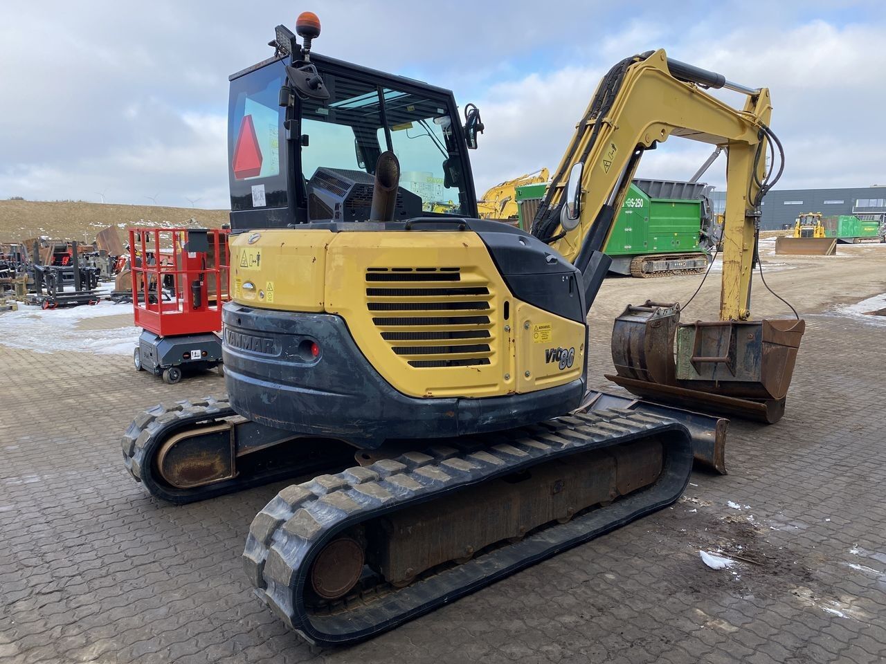 2016 Yanmar VIO80-1A mini excavator, rear three-quarter view 2016 Yanmar VIO80-1A mini excavator, rear three-quarter view