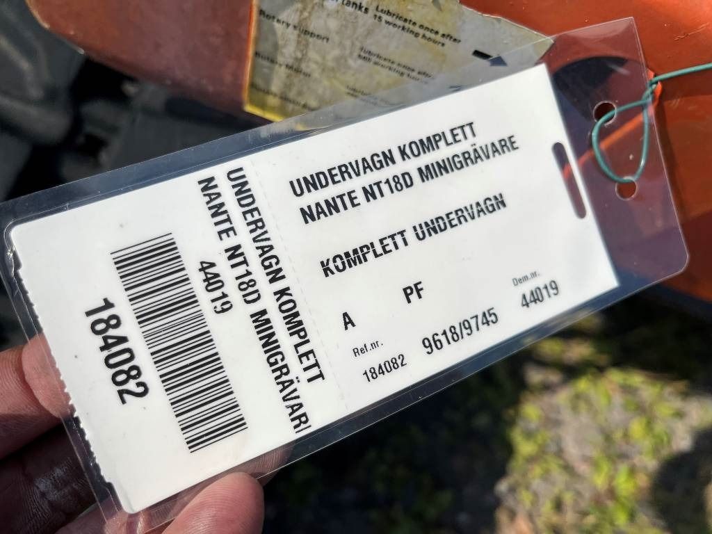 2018 Nante NT 18 DR mini excavator identification tag