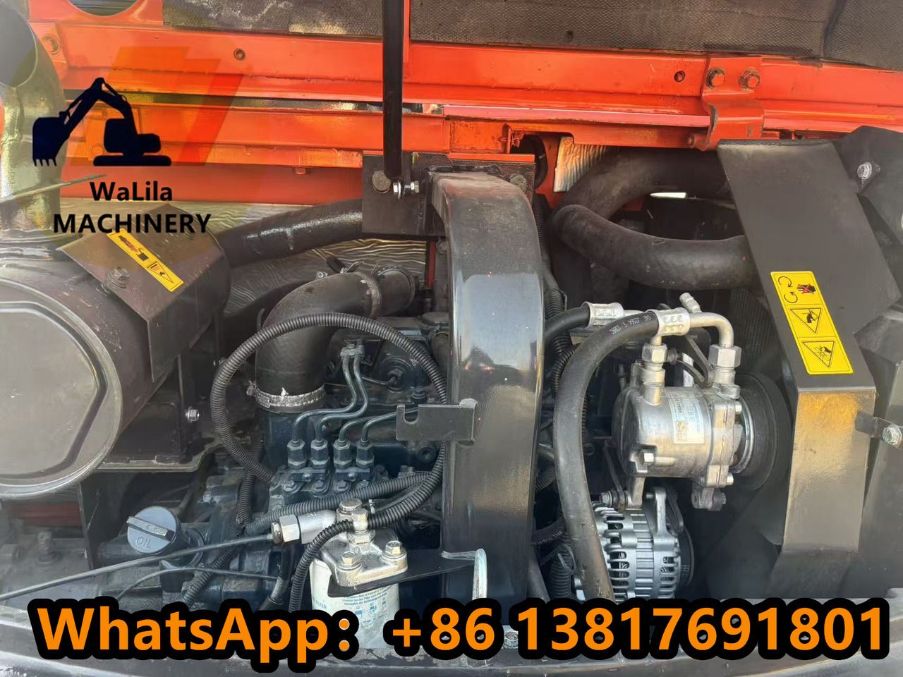 2023 Kubota KX080-4 mini excavator engine compartment view