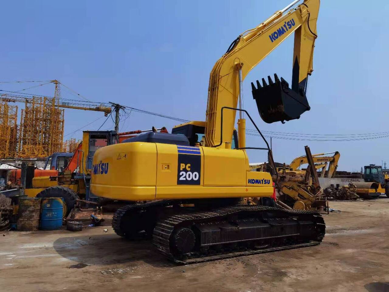 2013 Komatsu PC200 crawler excavator, rear three-quarter view