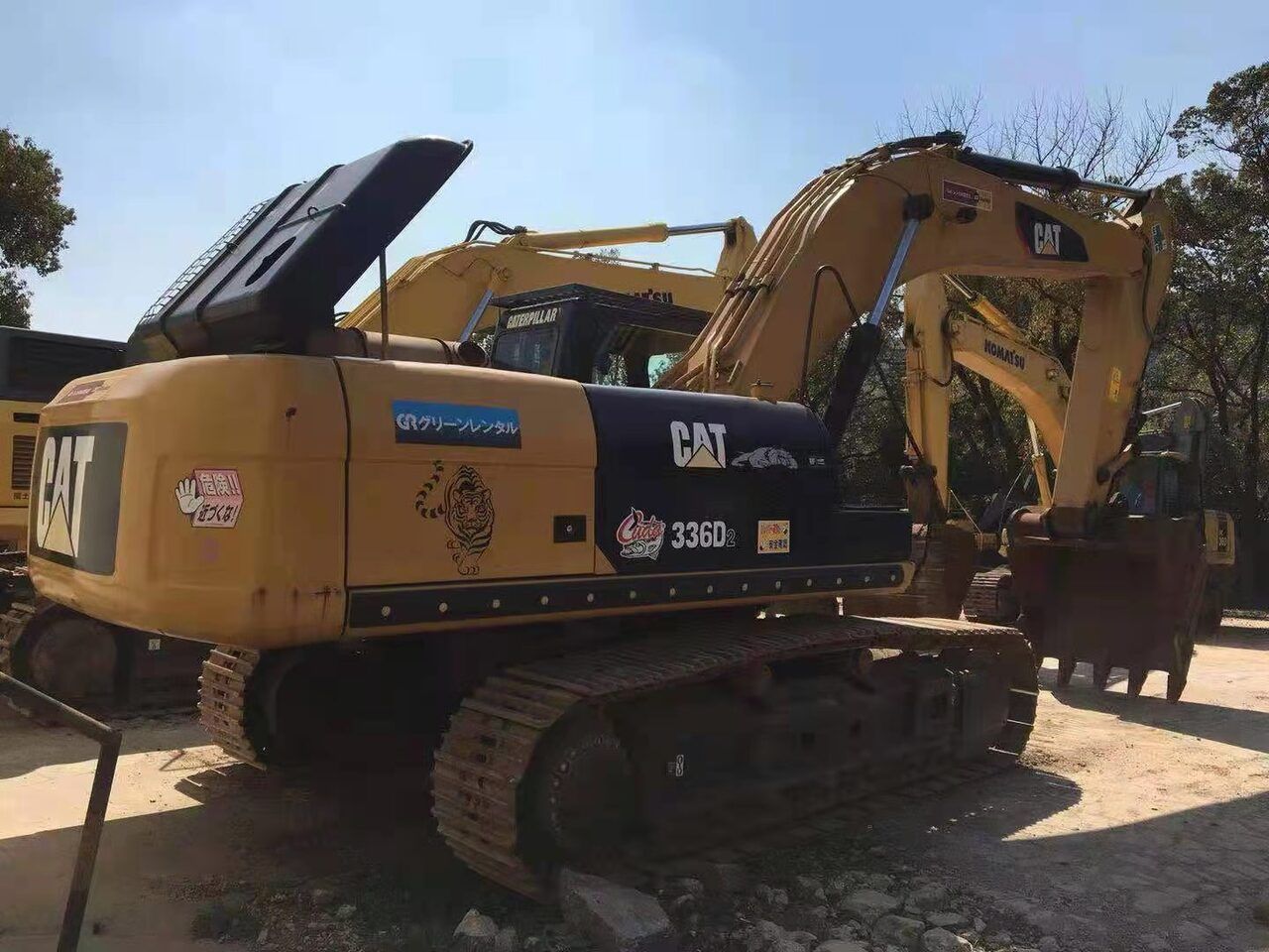 2018 Caterpillar 336D2 crawler excavator, rear three-quarter view 2018 Caterpillar 336D2 crawler excavator, rear three-quarter view