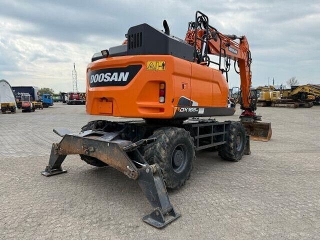 2021 Doosan DX165W-5 wheel excavator, rear three-quarter view