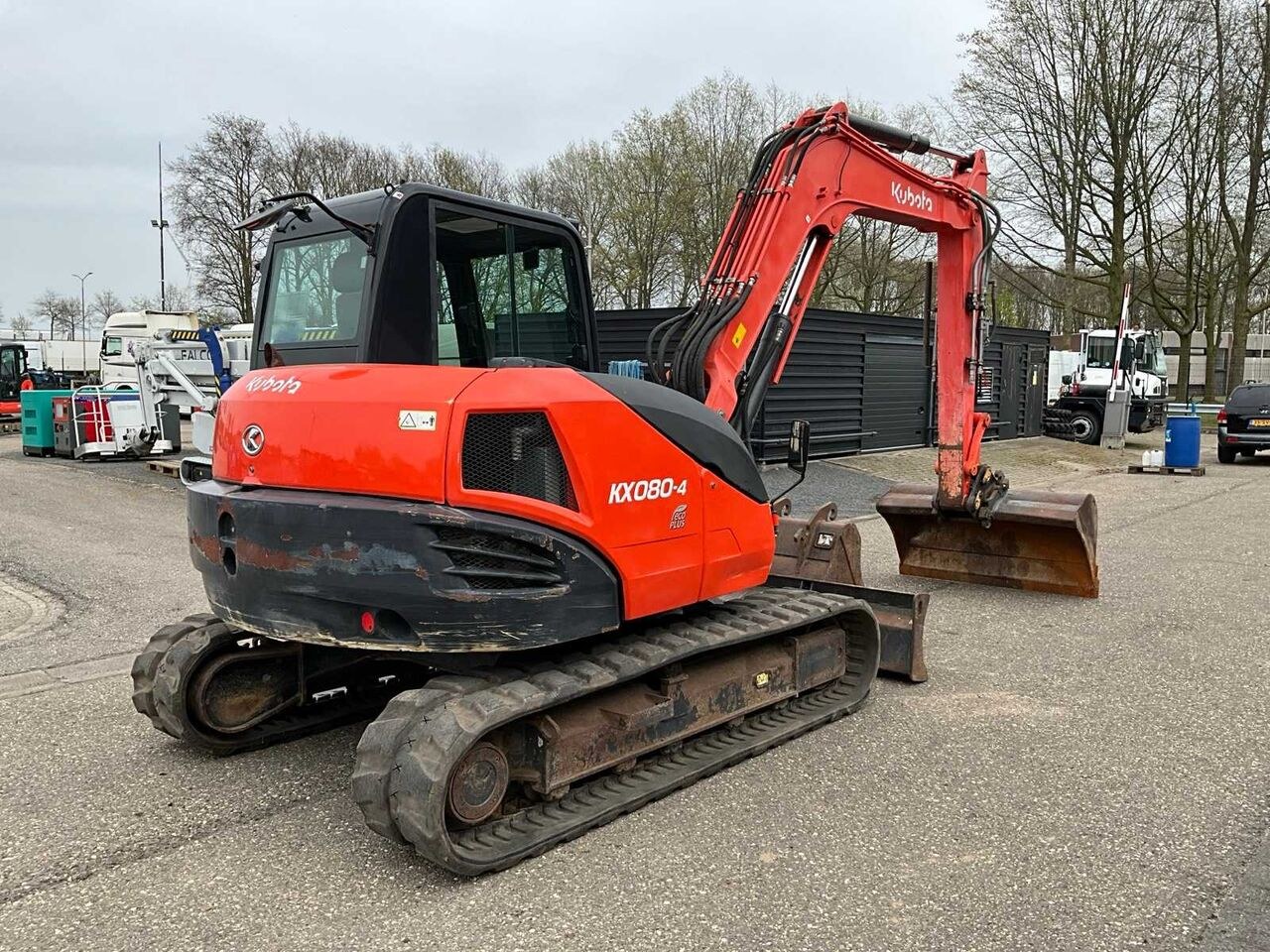 2015 Kubota KX080-4 mini excavator, rear three-quarter view 2015 Kubota KX080-4 mini excavator, rear three-quarter view