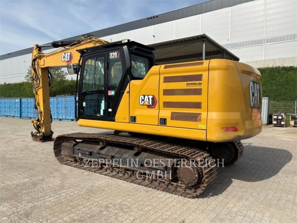 2020 Caterpillar 320-07 crawler excavator, rear three-quarter view 2020 Caterpillar 320-07 crawler excavator, rear three-quarter view