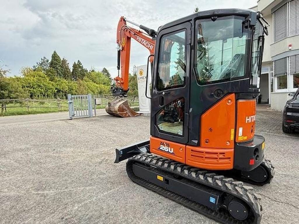 2025 Hitachi Zaxis 26U mini excavator, rear three-quarter view 2025 Hitachi Zaxis 26U mini excavator, rear three-quarter view