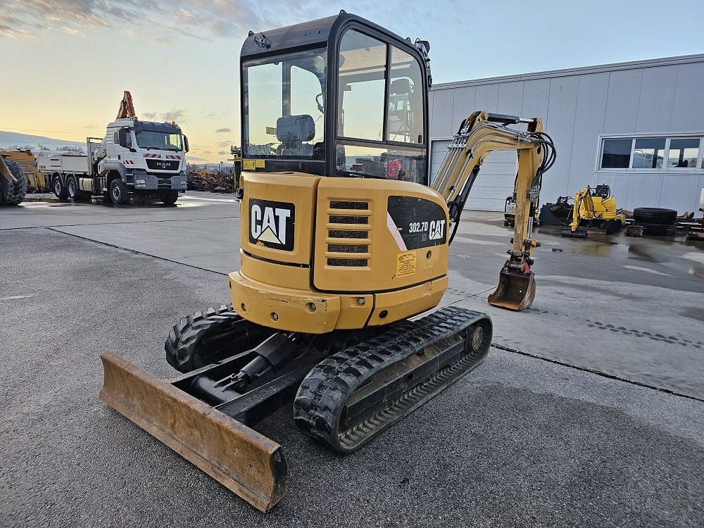 2015 Caterpillar 302.7DCR mini excavator, front three-quarter view