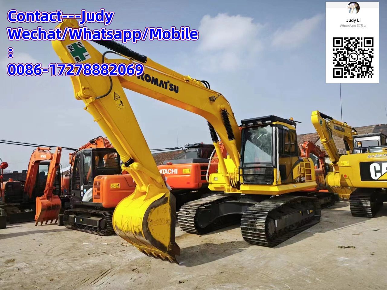 2022 Komatsu PC160 crawler excavator, front three-quarter view