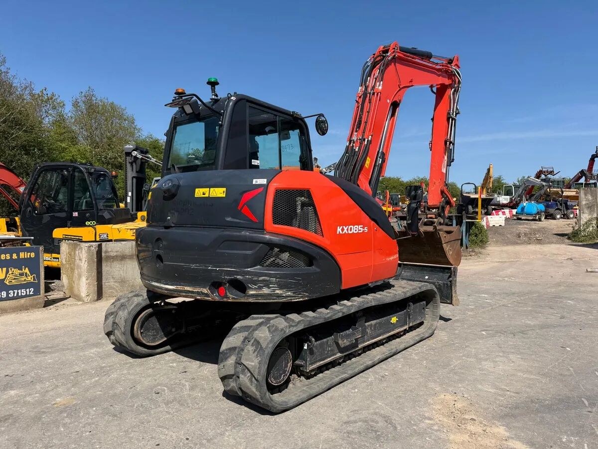 2024 Kubota KX085-5 crawler excavator, rear three-quarter view 2024 Kubota KX085-5 crawler excavator, rear three-quarter view