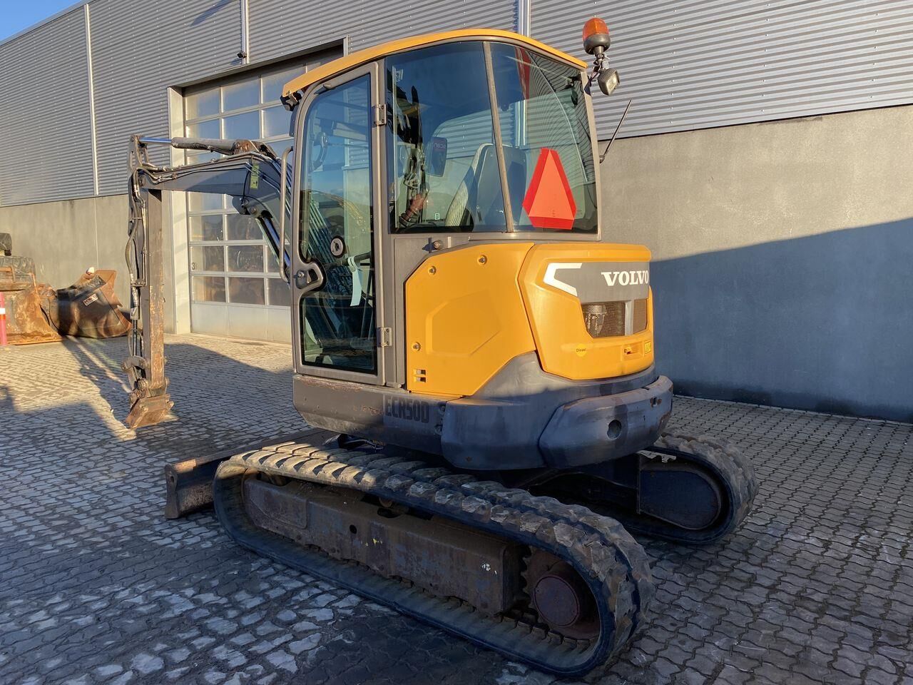 2015 Volvo ECR50 mini excavator, rear three-quarter view